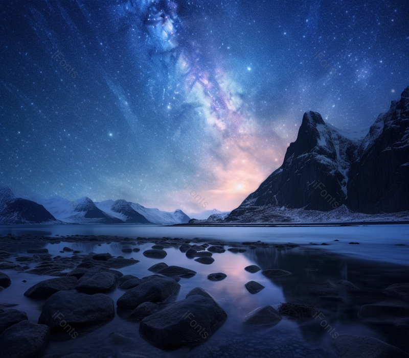 海报设计背景广告设计素材元素蓝色星空下的雪山,高清,摄影图,摄影图片,图片大全,摄影图免费下载